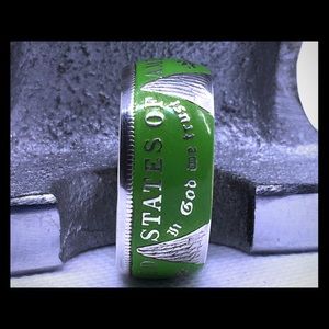 1921 Morgan Silver Dollar -Lime juice Green PC